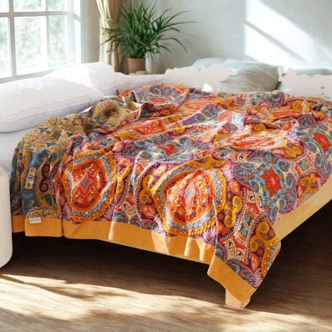 Sunrise Boho Cooling Blanket – Reversible Summer Throw, Moisture-Wicking