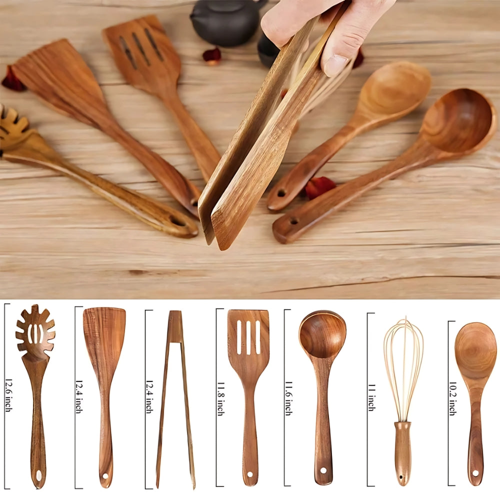 Premium Wooden Cooking Utensils 7 Sets